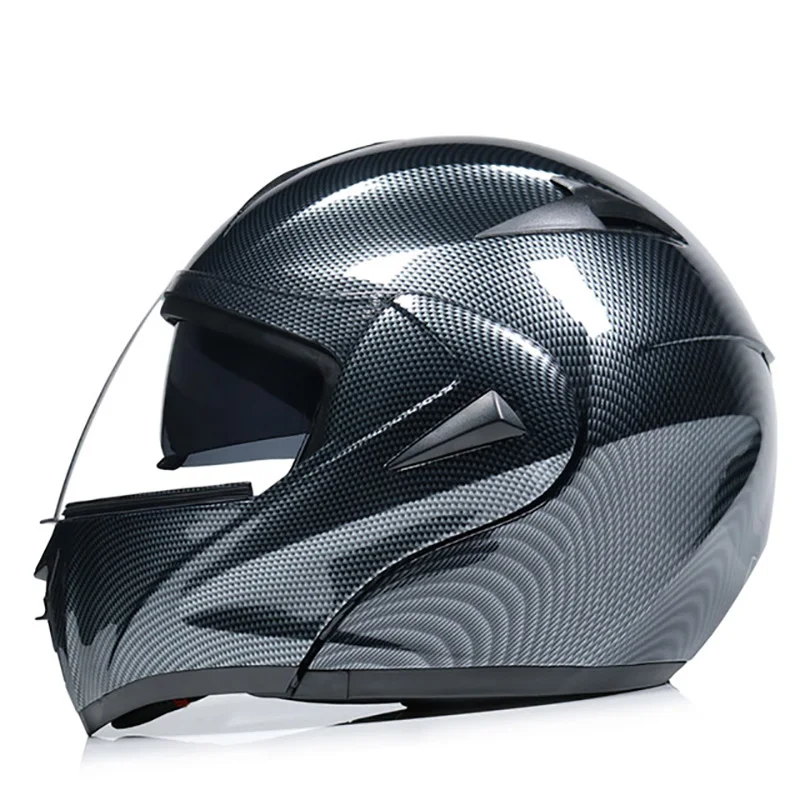 

USHINE Off-road motorcycle carbon fiber pattern helmet male face helmet double lens full face racing helmet women