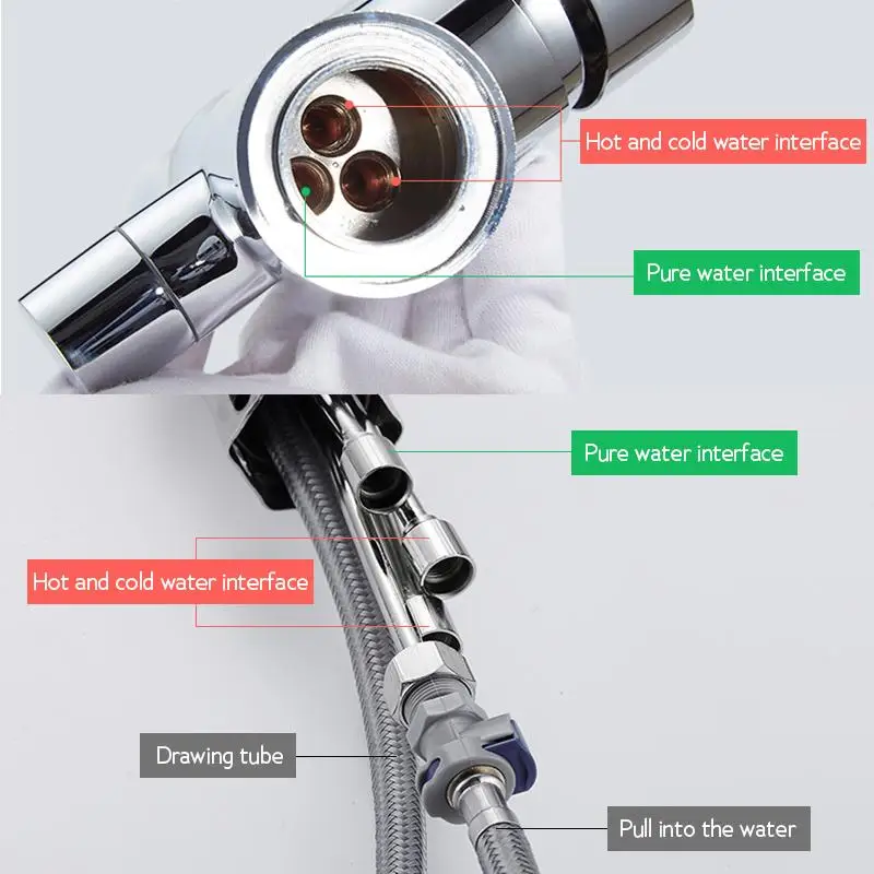 Монтируемый на палубе черный кухонный кран выдвижной фильтр для горячей и
