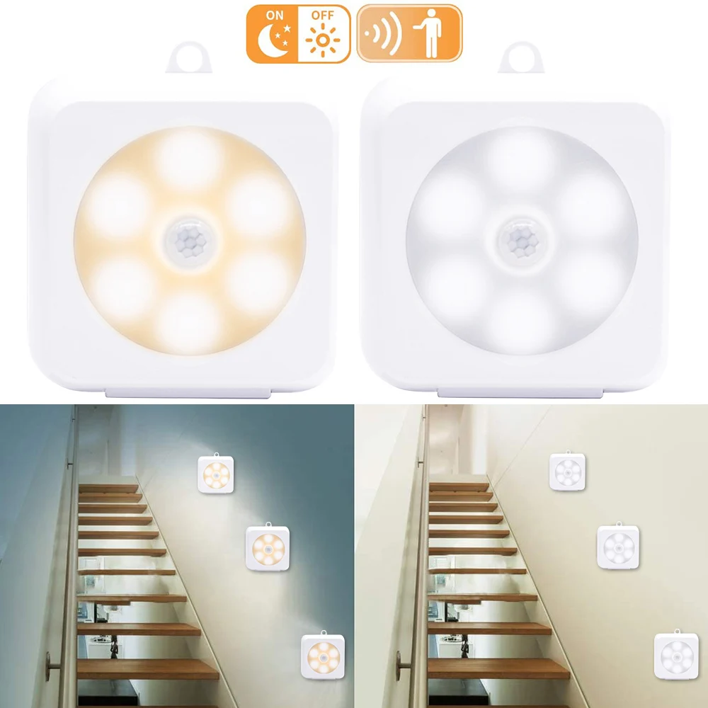 

1/2/3/4/6 шт. в упаковке движения PIR Сенсор Шкаф Кабинет светильник светодиодный движения Сенсор ночной Светильник 3A Батарея работает с одной гл...