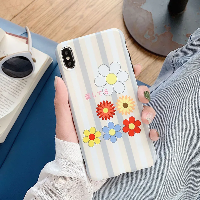 Simple Flower Pattern White Phone Case for iPhone 6 6s 7 8 Plus X Xs XR Max TPU Soft Back Cover |