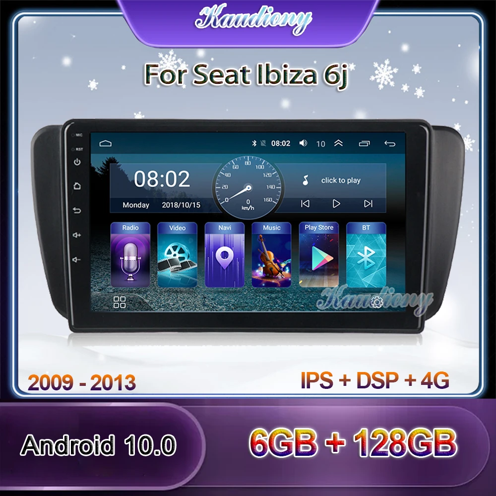 Автомагнитола Kaudiony 9 дюймов Android 10 0 для Seat Ibiza 6j автомобильный Dvd мультимедийный