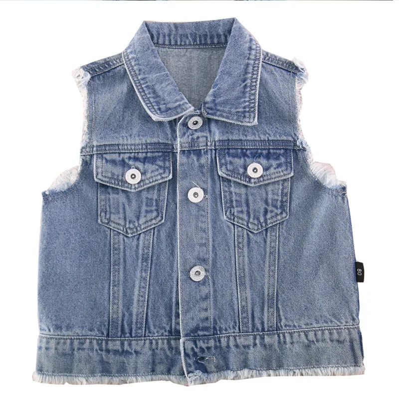 Жилеты для мальчиков повседневные корейские джинсовые куртки без рукавов