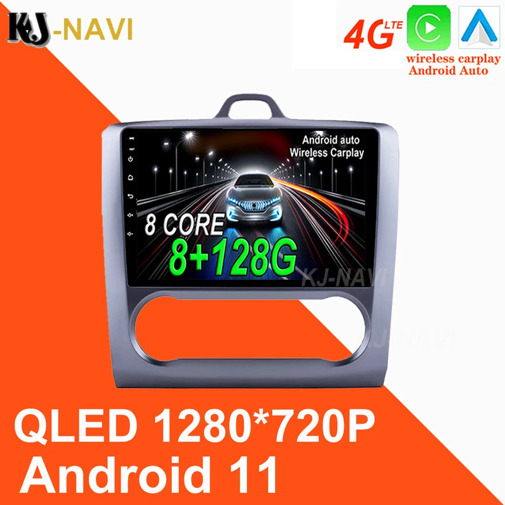 

Автомобильная Беспроводная CarPlay 8 + 128G Android для Ford focus 2 Mk2 2004-2011 classic fox, автомобильное радио, навигация, мультимедиа, Wi-Fi, BT, GPS