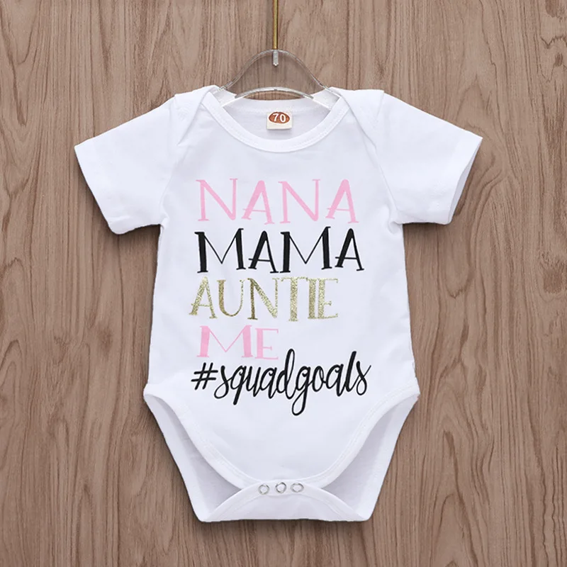 Одежда для маленьких мальчиков и девочек NANA MAMA Auntie боди с буквенным принтом