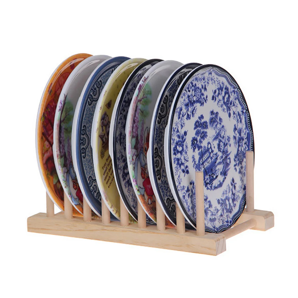 4 шт. деревянная чаша подставка для сушки тарелок компакт дисков книга кухонный