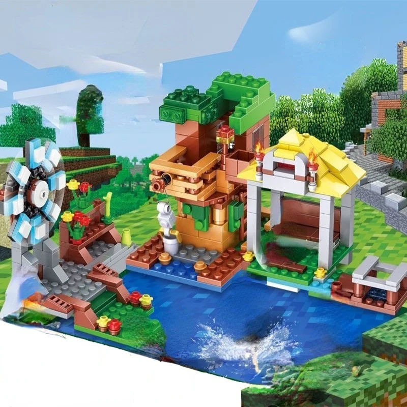 

Новый 3-в-1 деревья ветряной мельницы My World детская сборная Игрушка Головоломка строительный блок подарок