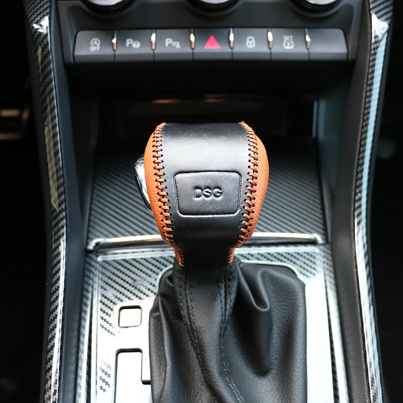 

Кожаный чехол для Skoda Kodiaq KAROQ KamIq, сшитый вручную чехол для рычага переключения передач, защитный чехол для рычага переключения передач, аксессуары для интерьера автомобиля