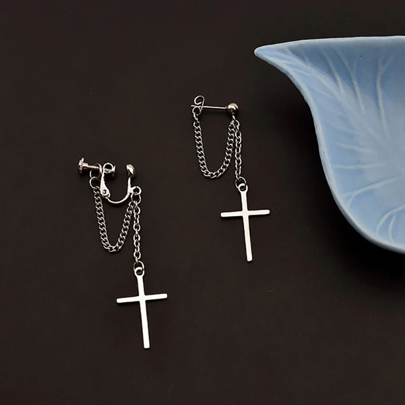 

Unisex Stainless Steel Crosses Earrings For Women Silver Color Cross Gothic Rock Style Pendant Hip Hop Men's Punk Jewelry Gifts
