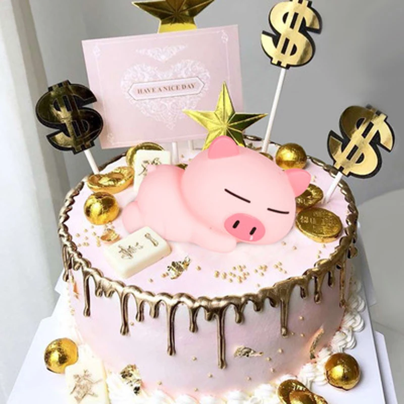 Новинка 1 предмет в виде розовой свинки для торта с днем рождения топперы