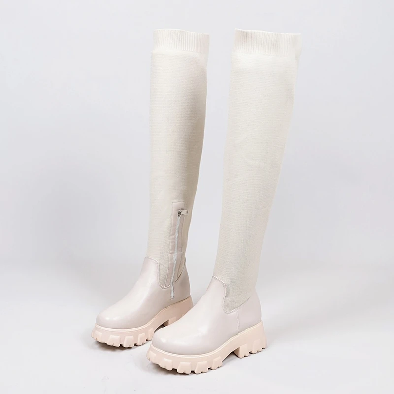 

Autumn and winter new women's boots solid color round toe square heel boots outdoor outdoor non-slip comfortable casual boots