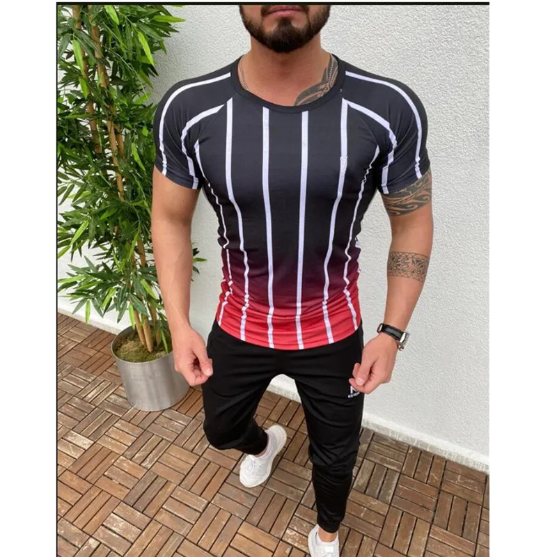 

2021Gym Fitness tshirt Men Bodybuilding Workout Skinny T-shirt MaleSport Tee shirt Tops Summer Casual Short sleeve Clothing