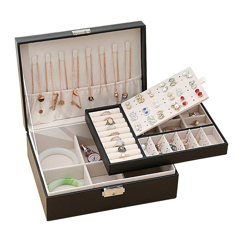

2021 Jewelry Organizer Display Travel Jewelry Case Boxes Portable Jewelry Box Leather Storage Organizador TLSM