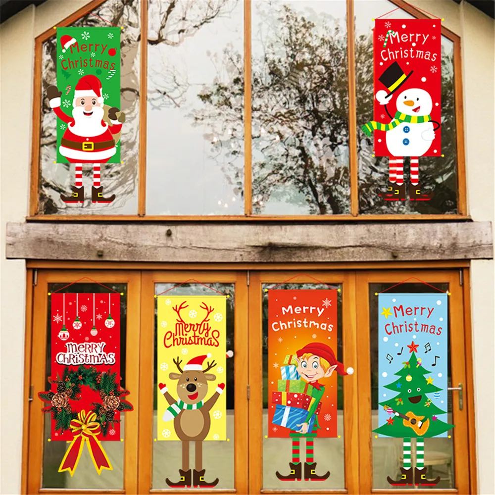 

1 шт. Рождественское украшение для дома, дверь, окно, подвесной флаг для «сделай сам», Рождество, Новый год 2022, украшения для сцены отеля, торг...