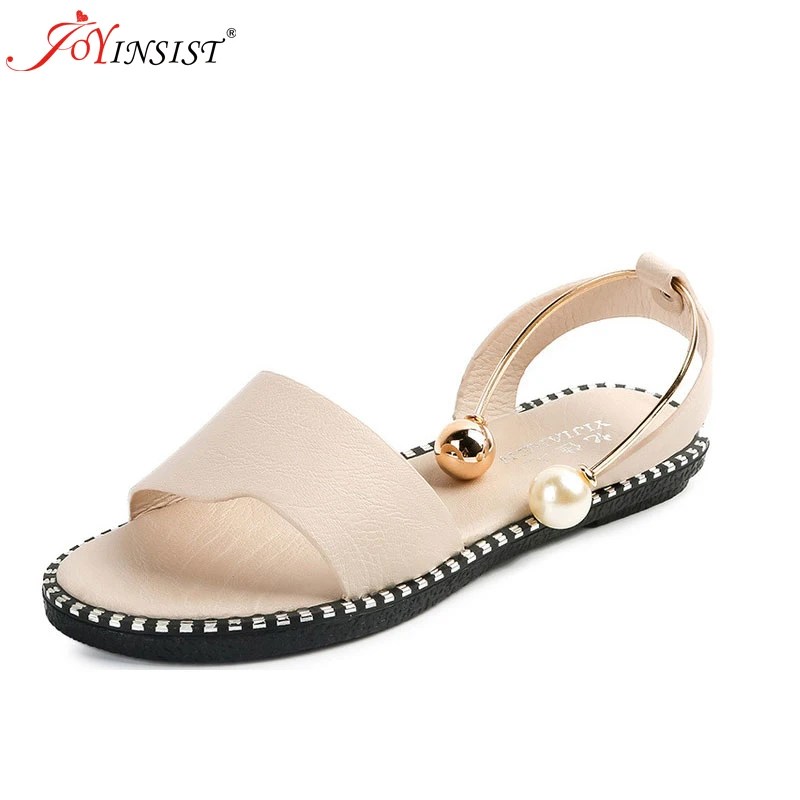 Женские римские сандалии без шнуровки однотонные шлепанцы с круглым носком и