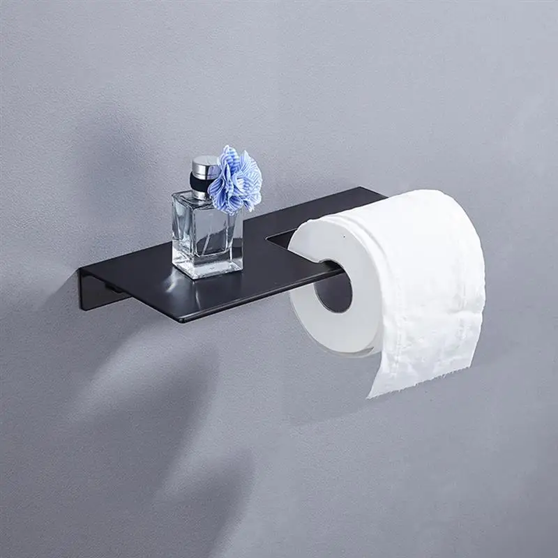 

Tissue Rack Space Aluminum Paper Holder Multifunction Punching-Free Towel Shelf Bathroom/Kitchen Wall Organizing Household