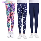 ZukoCertтонкие леггинсы для девочек с цветочным принтом, мягкие эластичные детские брюки-карандаш из полиэстера, леггинсы для девочек, одежда для маленьких девочек, детские брюки-карандаш