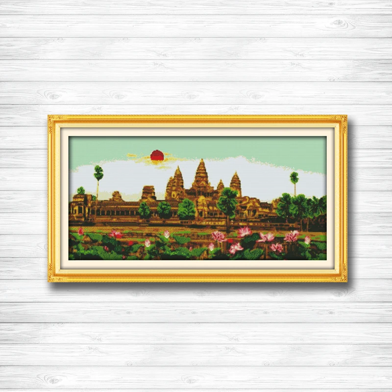 Набор для вышивки крестом Ангкор-Ват Лотос вышивка китайским 14CT 11CT | Дом и сад
