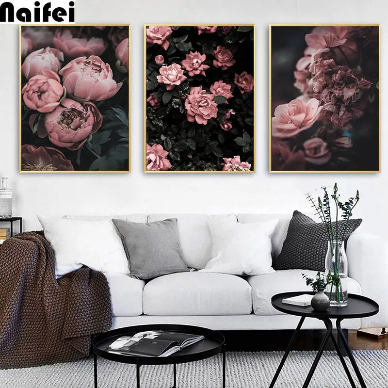 

3 pcs Peony Rose Flower Diamond Painting Plant painting Modern decoration diy cross stitch diamond embroidery mosaic kits gift