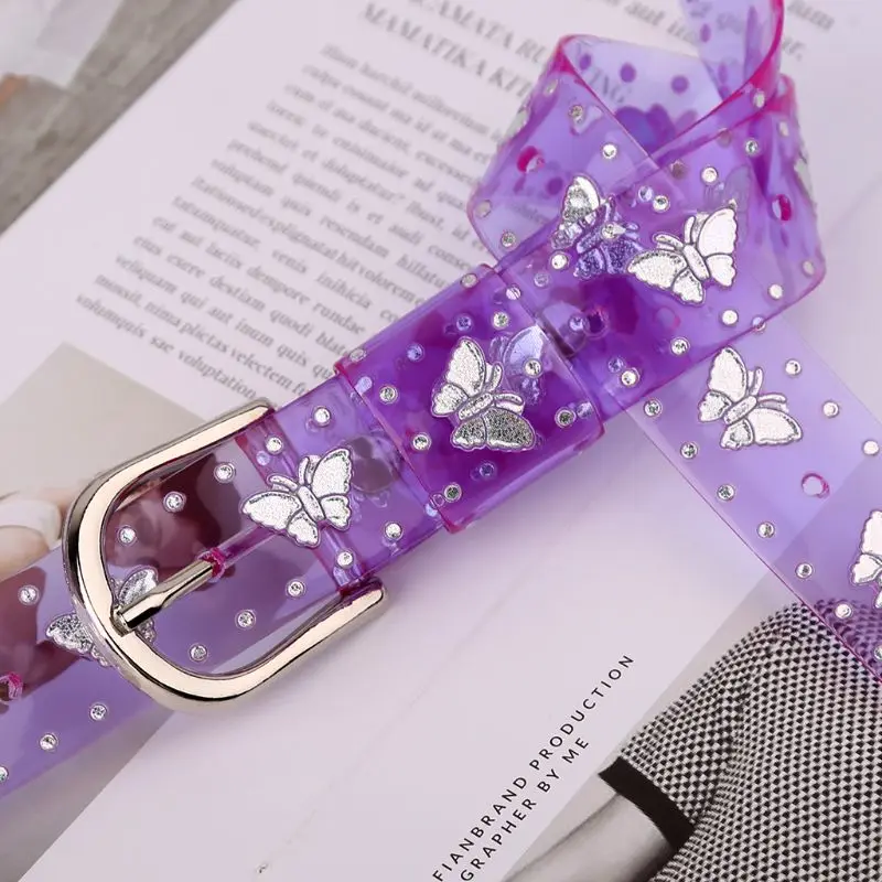 

Sweet Candy Color Butterfly Belt Women Dress Transparent Jelly Waist Belt