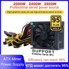 Блок питания для ПК 2000 Вт, 2400 Вт, 2600 Вт, 180-260 В, ATX для майнинга биткоинов 95%, высокая эффективность, поддержка 8 дисплейных карт, GPU для майнинга BTC