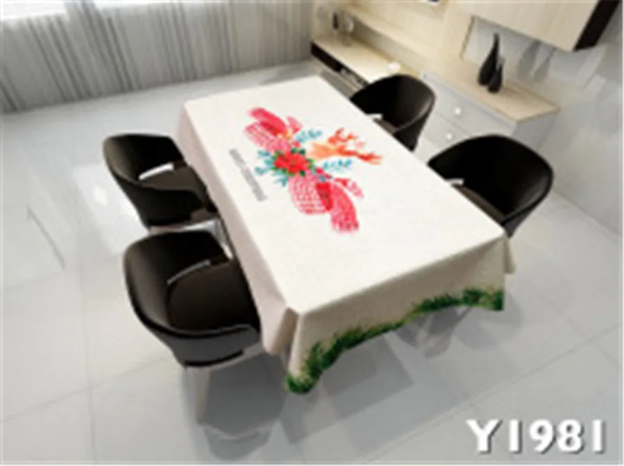 Wholesale Creative Printing Christmas Theme Fabric Waterproof Anti-staining Tablecloth New Year Christmas Decorations for Home