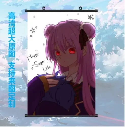 Аниме счастливый Sugar Life Satou Matsuzaka ужас тканевый плакат Свиток 60x40 см|Рисование и