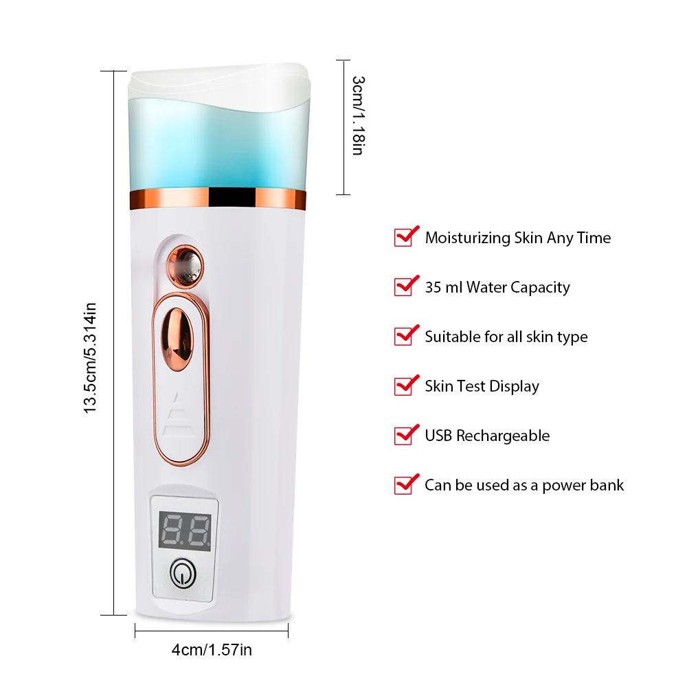 

Skin Care Tools for Face Spray Bottle Nano Mister Measuring Moisture Hydrating Instrument Cold Facial Steamer Beauty Hydrating