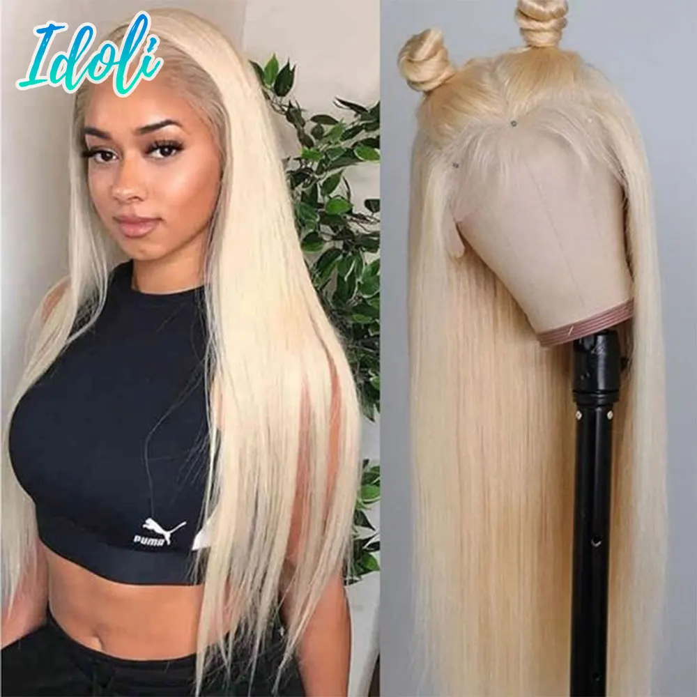 

Idoli Straight Lace Front Wig With Baby Hair 613 Blonde Brazilian Human Hair Wigs 180% Density 13x4 Pre Plucked Lace Closure Wig