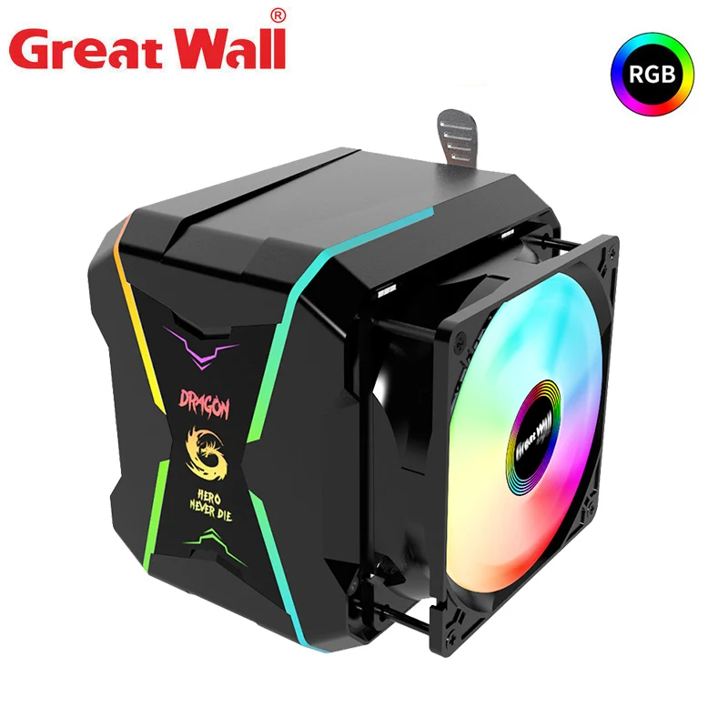 

Great Wall RGB CPU Cooler 4Pin 90mm PWM Dual Fan Mute PC Cooling for 1151 AM4 AMD 1200 Processor Cooler Computer ARGB