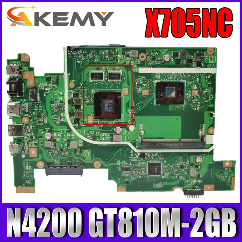 

Akemy X705NC Laptop motherboard for ASUS VivoBook X705NC X705N original mainboard Pentium N4200 CPU GT810M-2GB
