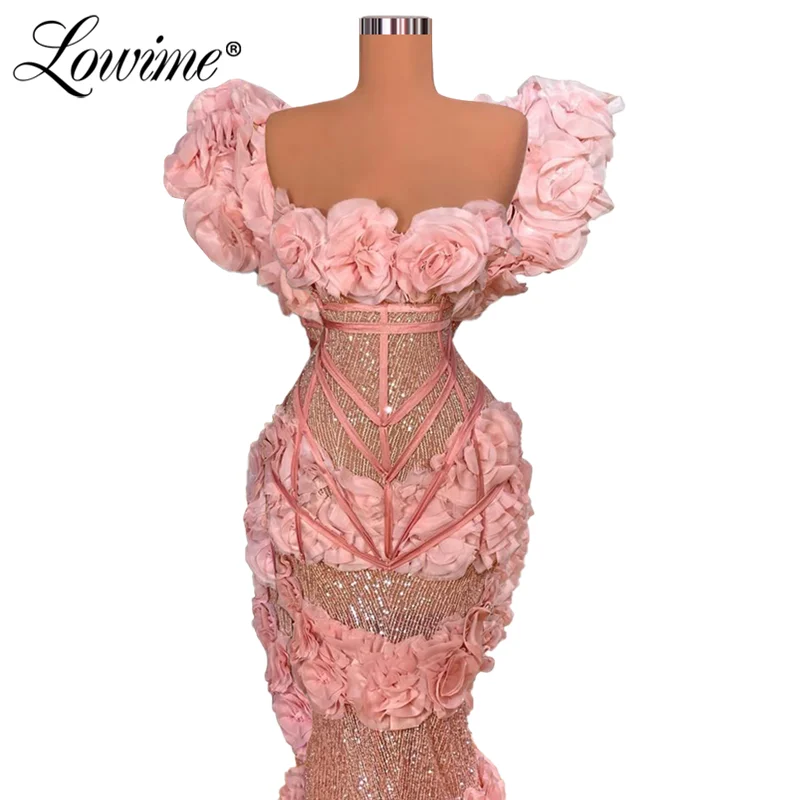 Lowime Pink Evening Dresses Long Prom Dress Celebrity Dresses For Middle East Women 2021 Plus Size Turkish Dubai Party Gowns