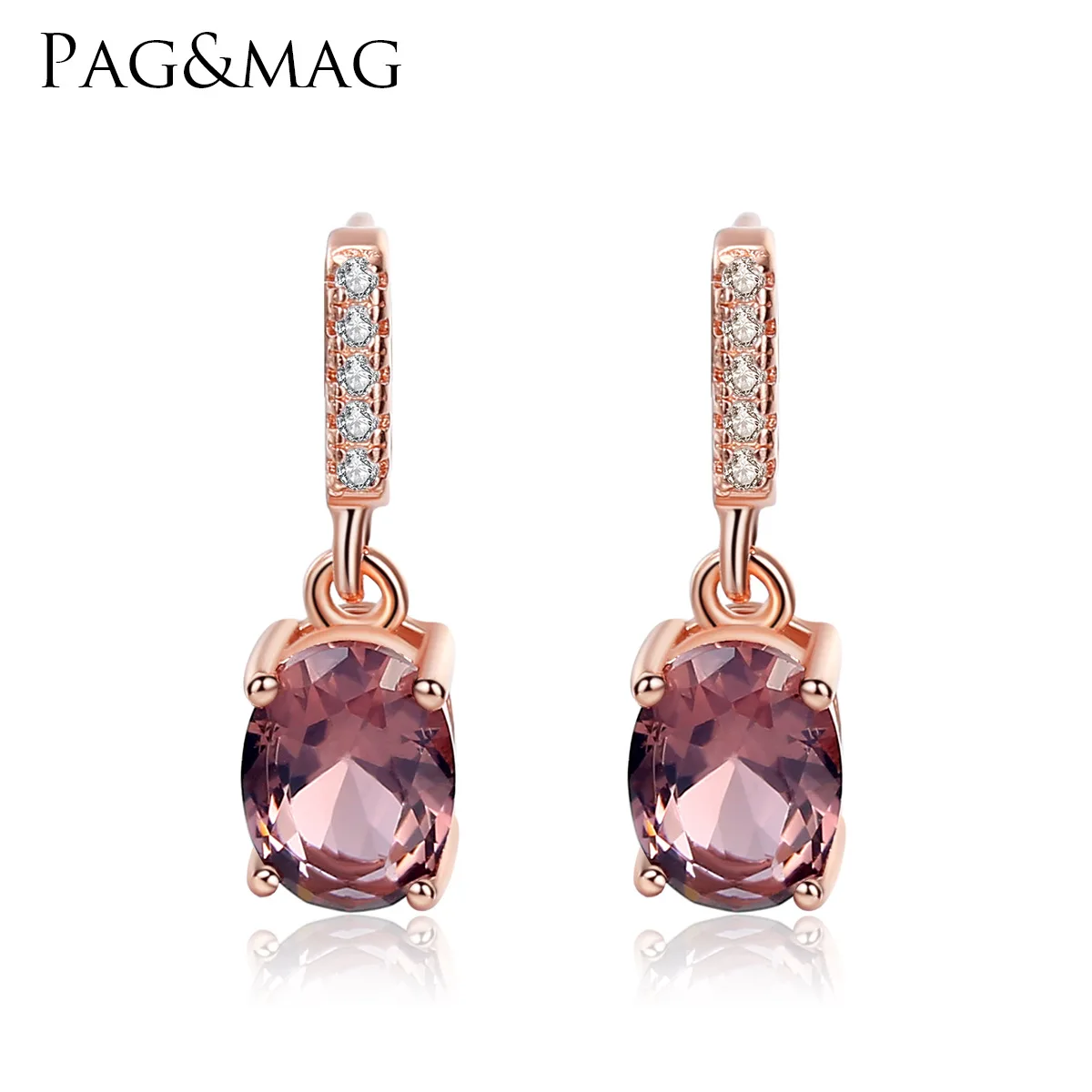 Женские сережки из розового золота PAG & MAG, сережки из стерлингового серебра 925 пробы с электропокрытием из морганита