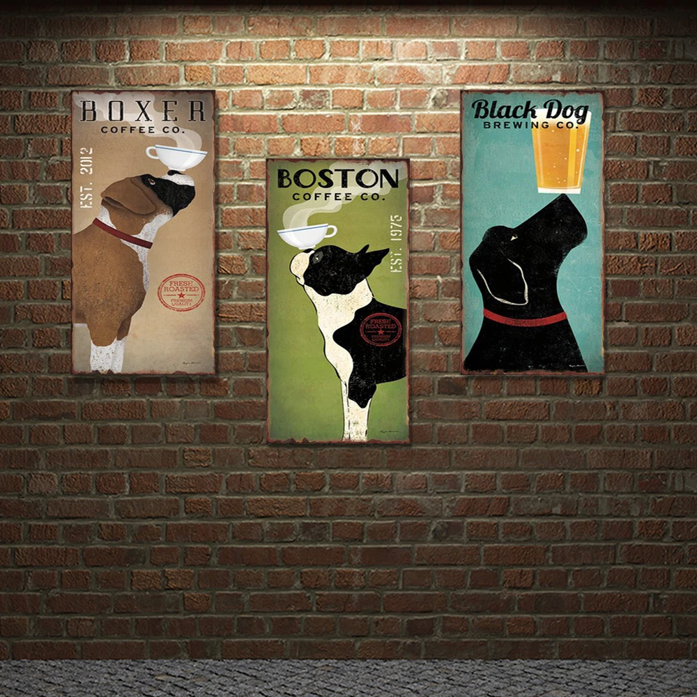 Dog Shabby Chic Home Bar Cafe Vintage Wall Decor Art Metal Tin Signs Pub Tavern Retro Decorative Plates Poster 15x30 | Дом и сад