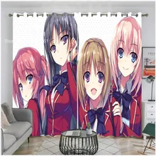 Japão anime janela cortina 1/2 painéis youkoso jitsuryoku janela cortinas folio/um pieces tratamento de janela casa têxtil decoração (3)