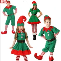 men women boy girl christmas santa claus costume baby kids adult family green elf cosplay costumes carnival party supplies