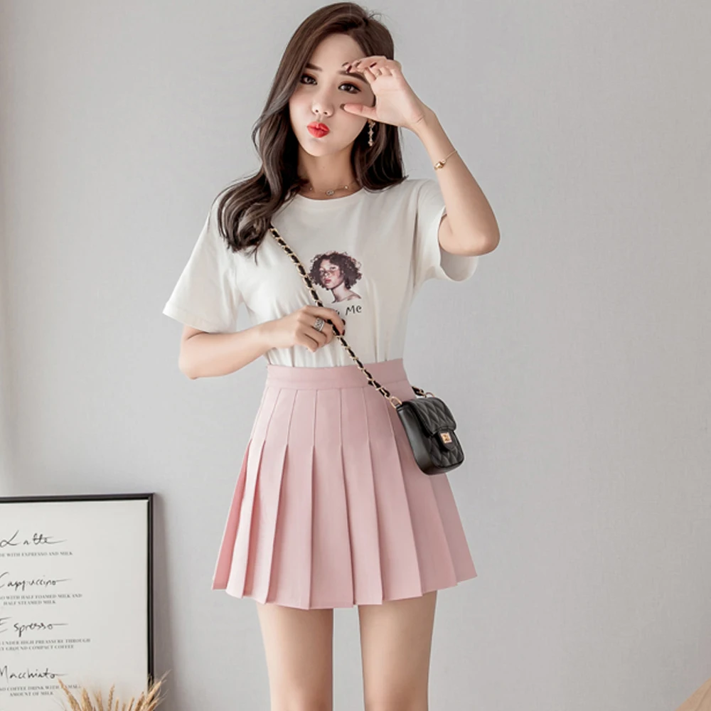 

High Waist Pleated Mini Skirts Women Summer Autumn Casual Kawaii A-line Skirts Japanese School Student Sweet Girls Chi Skirts
