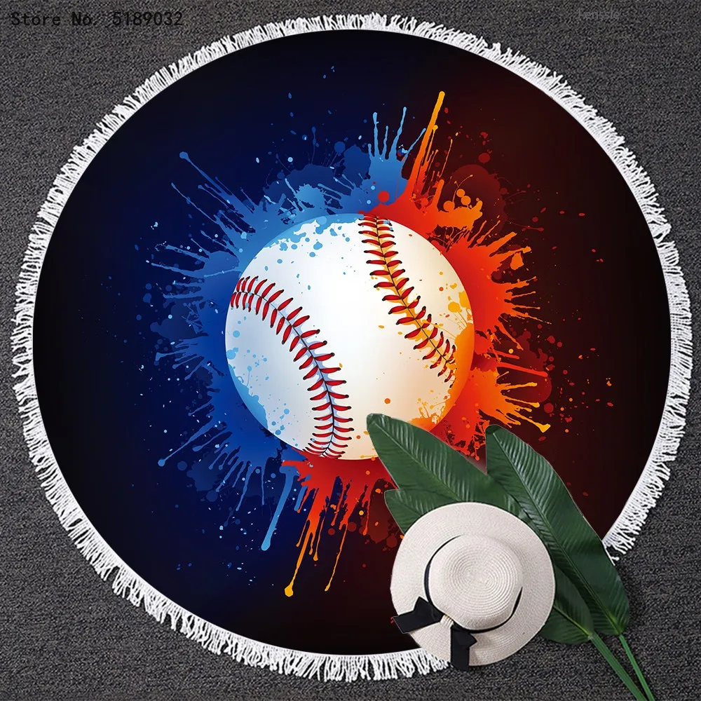 

Спортивное круглое пляжное полотенце для игры в баскетбол, футбол, пляжное полотенце с принтом s 150 см, большое полотенце, мультяшная микрофи...