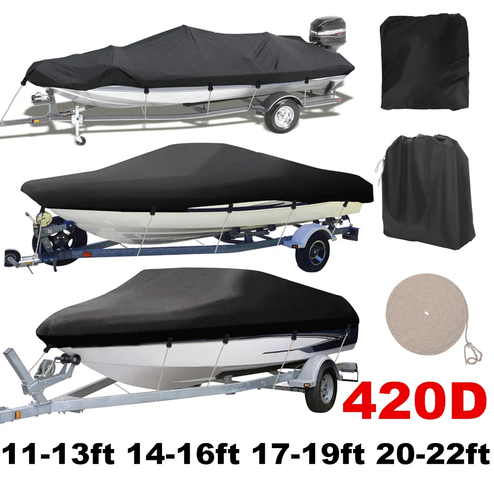 14-22ft Trailerable 210D чехол для лодки водонепроницаемый серый рыбий лыжный v-корпус Солнцезащитный УФ-протектор для катера швартовка для лодки D45