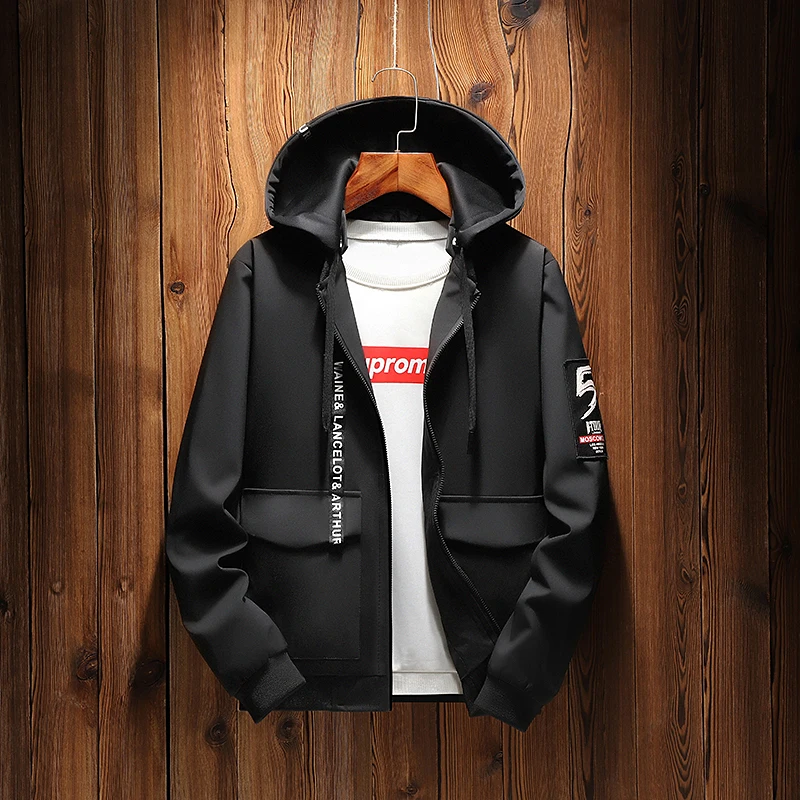 

Free Shipping2018 New fashion Jacket Men Spring Autumn High Quality Mens Jackets Hooded Casual Man Outwear section Asian Size
