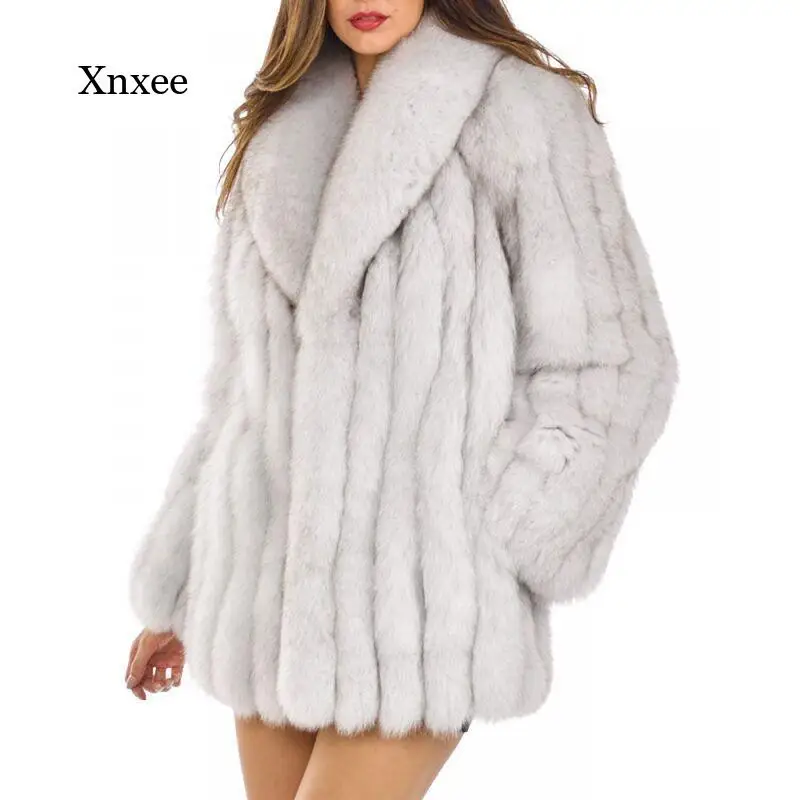 Thick Warm Coat Autumn and Winter Fashion New Imitation Velvet Fur Jacket Long Section of Fur Female Loose Silver Gray Outwear