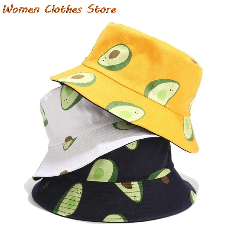 

Women Bucket Hats Avocado Print Bucket Hat Summer Fisherman Hat Cotton Reversible Sun Hat Beach Hat For Women Men Teens