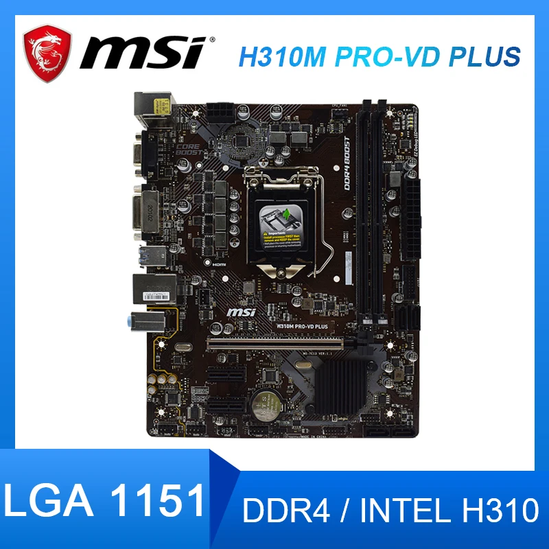 

Материнская плата MSI H310M PRO-VD PLUS LGA 1151 DDR4 32 ГБ для Core i5-9400F 9400 процессор PCI-E 3,0 Intel H310 Micro ATX