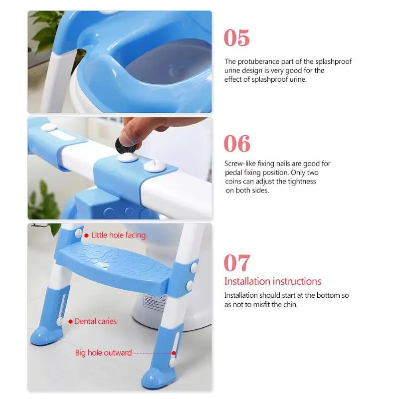 

2 Colors Baby Potty Training Seat Children's Potty With Adjustable Ladder Infant Baby Toilet Seat Toilet Training Folding Seat