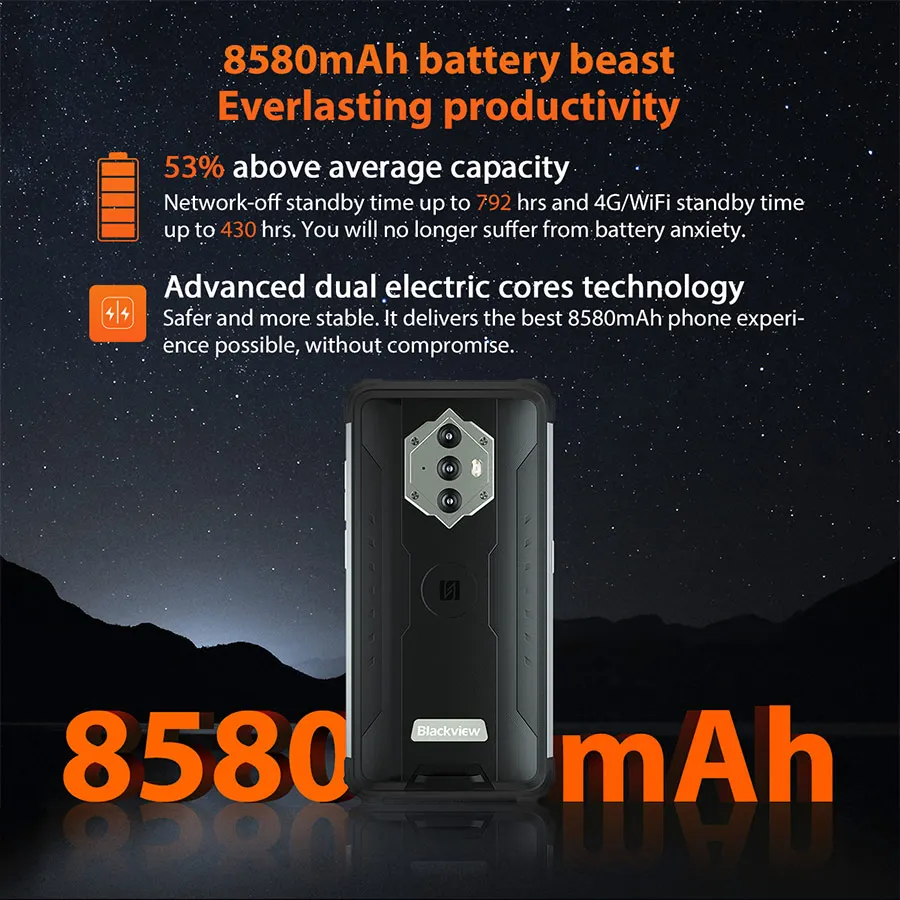 Смартфон Blackview BV6600 защищенный IP68 8580 мАч 4 + 64 ГБ 5 7 дюйма 16 МП NFC Android 10 | Мобильные
