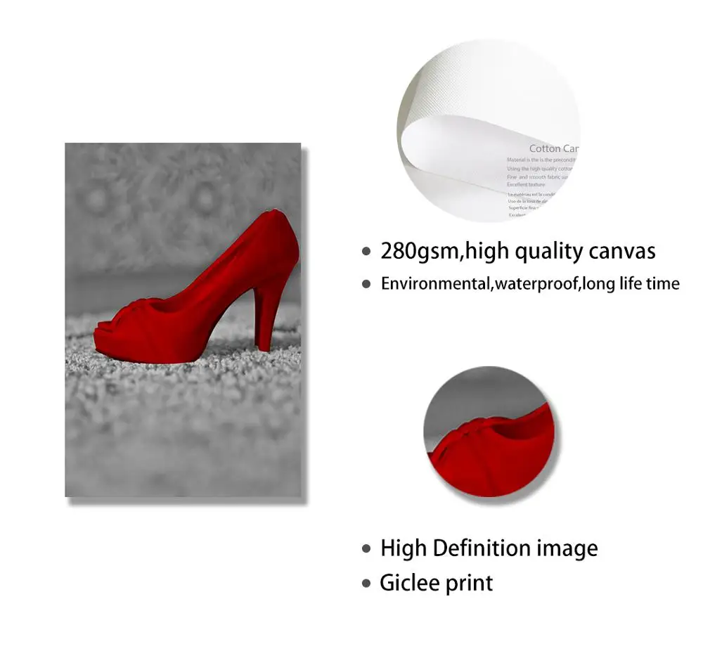 Современный цветной постер цветок Красный Высокий каблук с рисунком картина