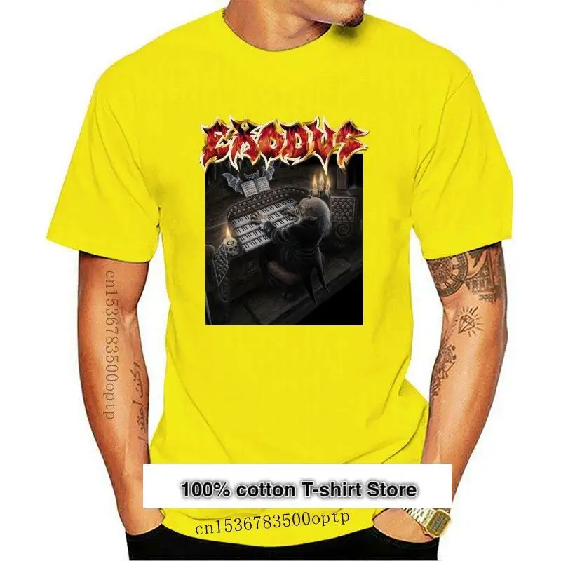 

Camiseta negra de calidad para hombre, camisa de manga corta con estampado de Exodus Tempo Of The damed, cuello redondo, 032708