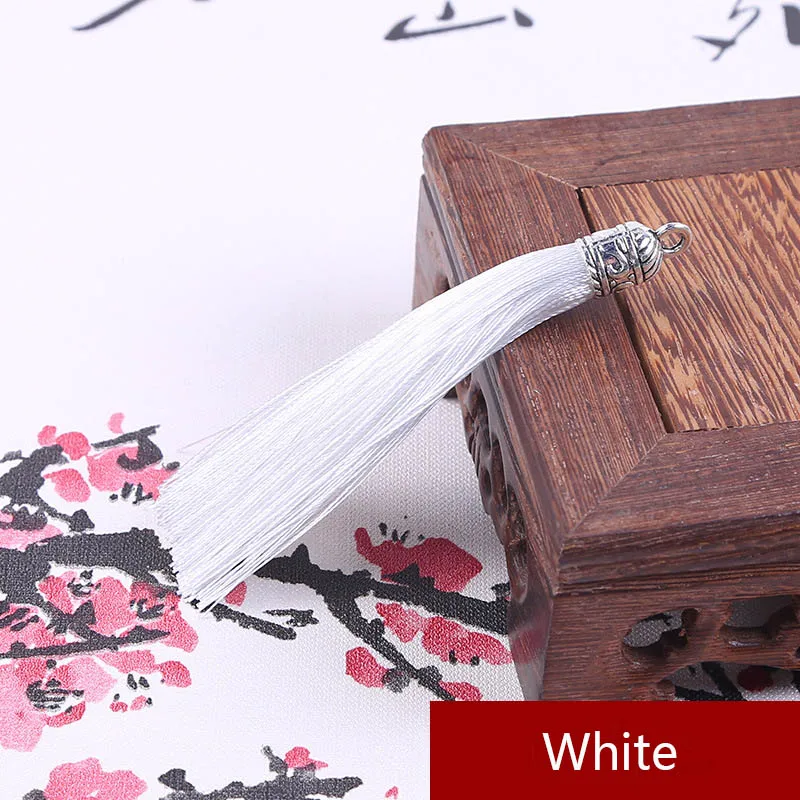white 10 шт. 9 см длинные шелковые шнуры с кисточками и металлическими колпачками для сережек Подвески с кисточками подходят для изготовления ювелирных изделий своими руками - Цвет: white