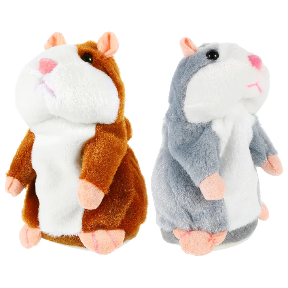 

Говорящий хомяк STOBOK, 2 шт., повторите, что вы говорите, плюшевый Электронный хомяк, интерактивный для мальчиков и девочек (коричневый, серый)