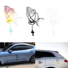 Виниловая наклейка на автомобиль с изображением Бога Иисуса Христа в виде Розария с жемчужинами размером 12*19,5 см