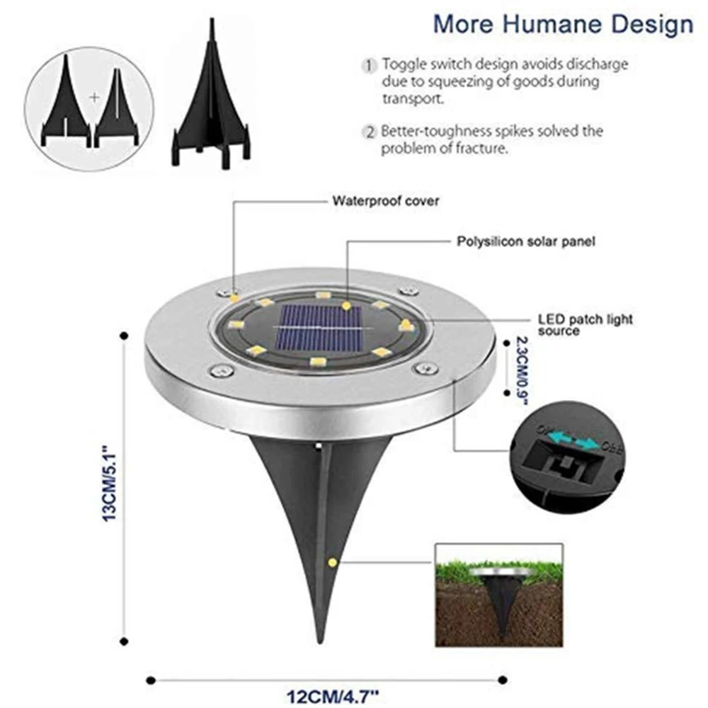 Водонепроницаемый Напольный СВЕТОДИОДНЫЙ светильник на солнечной батарее